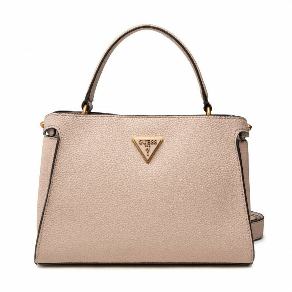 Guess Downtown Chic Turnlock Satchel Handbag in Mushroom, Size J