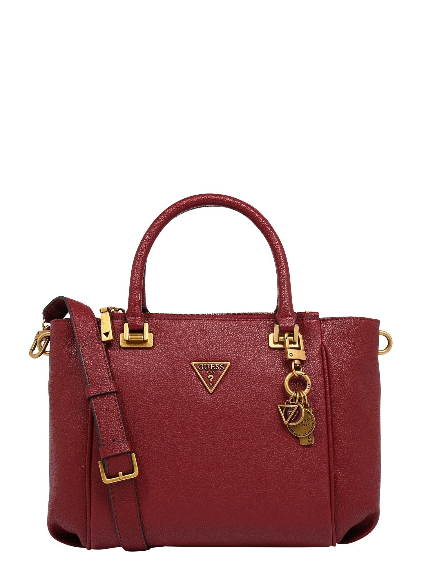 Guess Red Logo-Plaque Zipped Handbag - Stylish Chic Design, Perfect Size