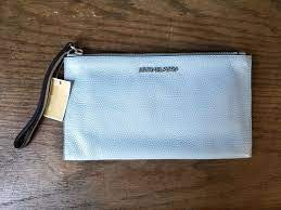 Michael Kors Large Pale Blue Leather Zip Clutch Wristlet Wallet - High-Quality Product for Sale