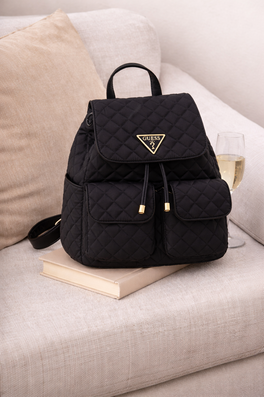 GUESS Giully Flap Backpack, Black Women's Backpack