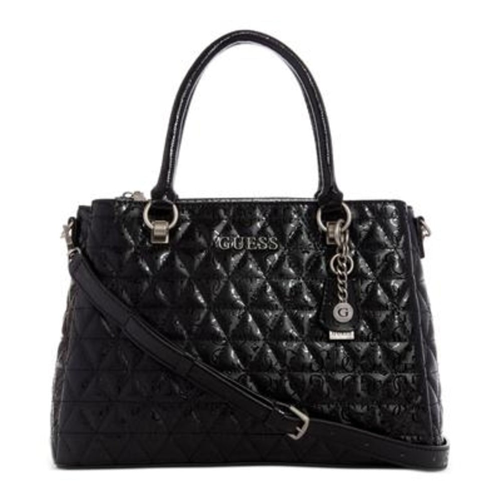 Guess Wessex Black Triple Compartment Satchel Bag - Stylish & Spacious Design