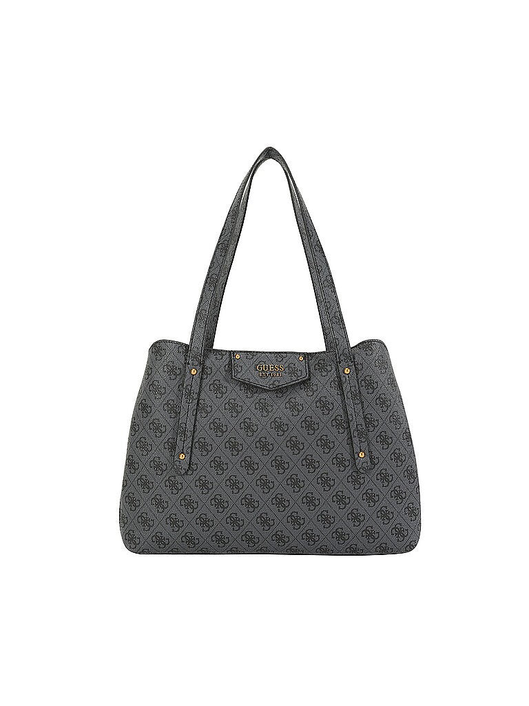 GUESS Eco Brenton Girlfriend Satchel Bag - Coal Logo - Stylish & Versatile