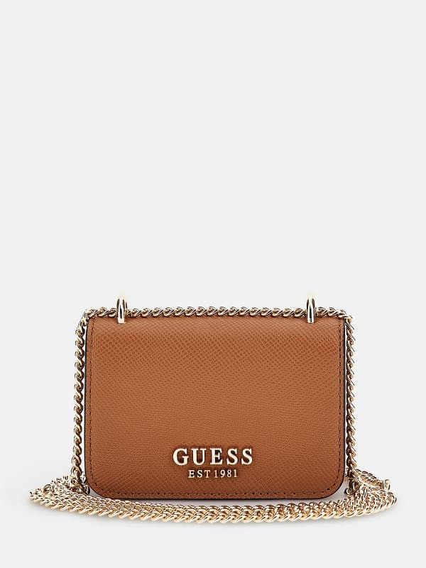 Guess Alexie Saffiano Micro Crossbody Bag, Stylish Compact Purse, Multiple Colors