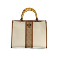 GUESS Kerima Bamboo 2 Comp Tote, Natural Latte Logo Women's Handbag