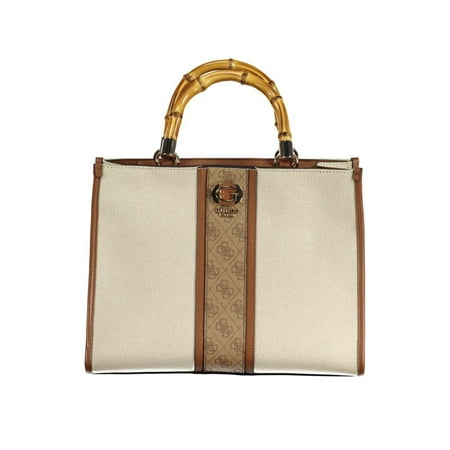 GUESS Kerima Bamboo 2 Comp Tote, Natural Latte Logo Women's Handbag