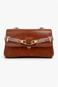 GUESS Silvye Convertible Crossbody Flap, Cognac Women's Handbag