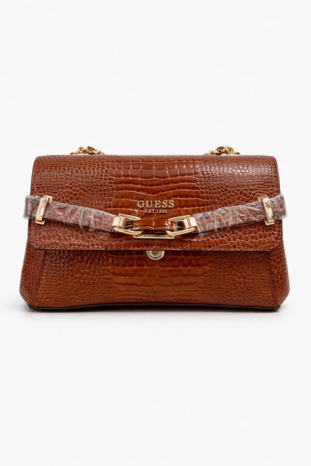 GUESS Silvye Convertible Crossbody Flap, Cognac Women's Handbag