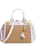 GUESS Katey Lilac Shoulder Bag for Women, 4G Logo Print with Keychain
